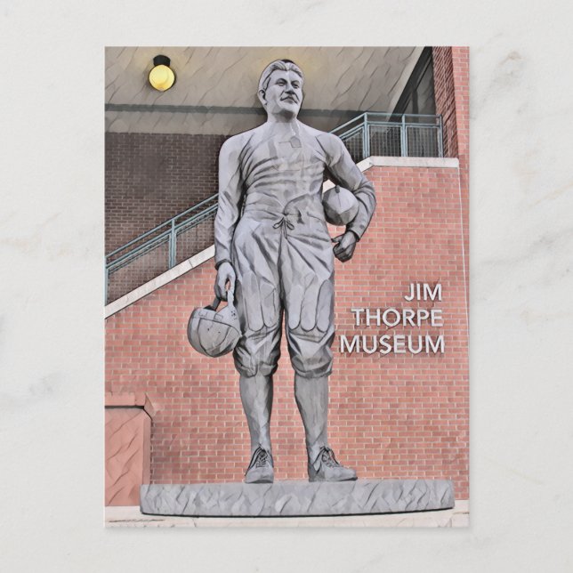 Oklahoma Jim Thorpe Museum Statue Watercolor Vykort (Framsida)