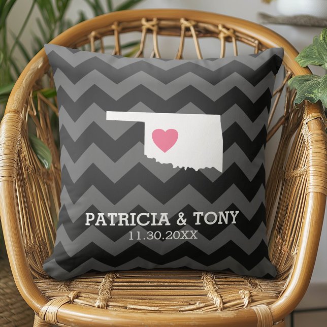 Oklahoma Kart över hemstaten Kärlek med valfritt h Kudde (Custom Pillow)