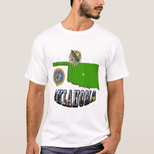 Oklahoma Karta kontur, försegling och Bild T-shirt