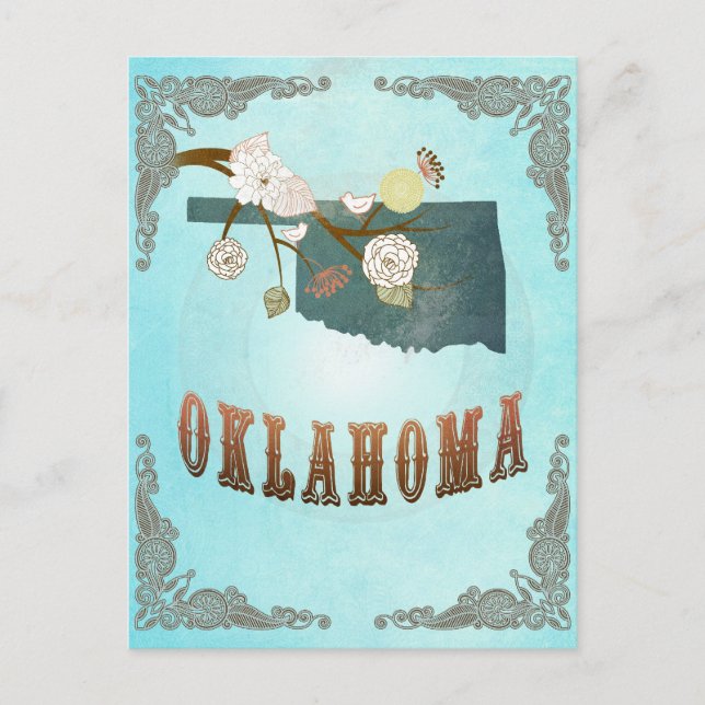 Oklahoma Karta med vilda fåglar Vykort (Framsida)