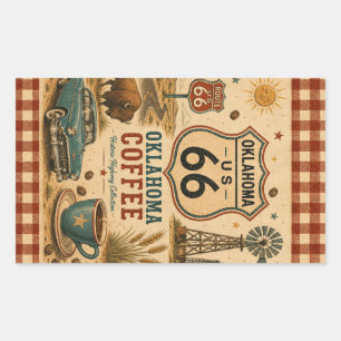Oklahoma Mother Road Coffee-dekalkonst Rektangulärt Klistermärke