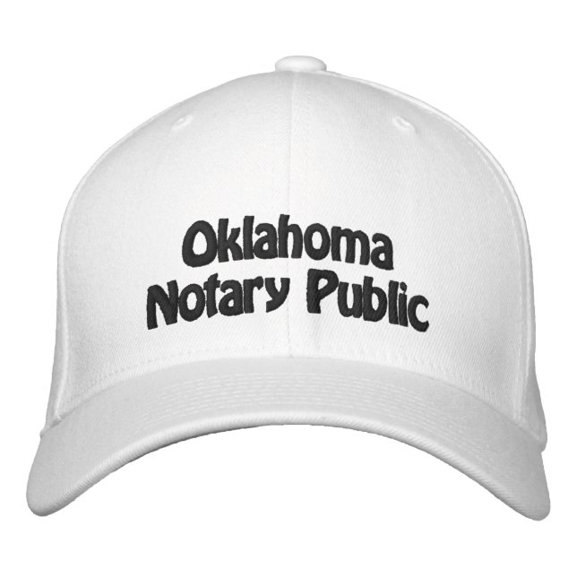 Oklahoma Notary Public Embroized Baseball Cap Broderad Keps (Framsida)