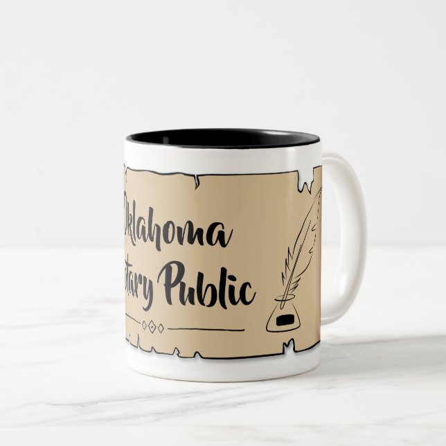 Oklahoma Notary Public Rulla Feather Quill Två-Tonad Mugg (Framsida höger)