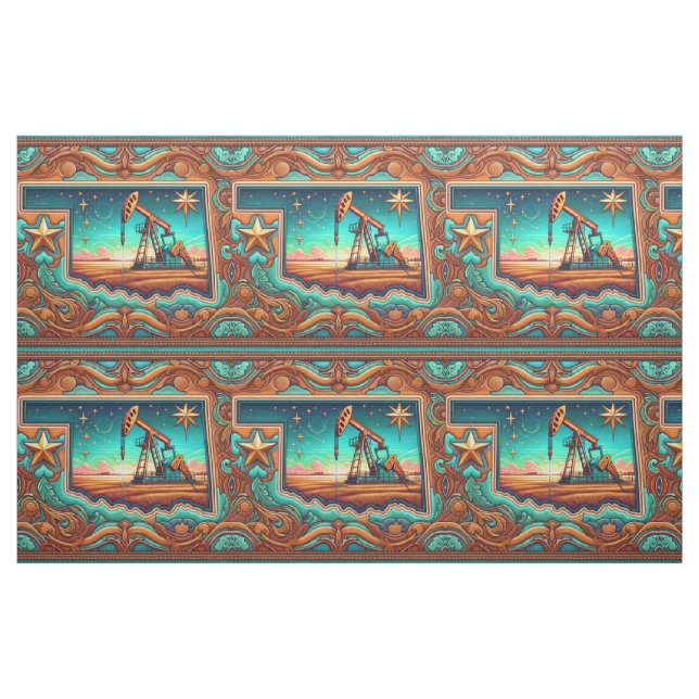 Oklahoma Oil Drilling Pump Jack Fabric Tyg (Fat Quarter)