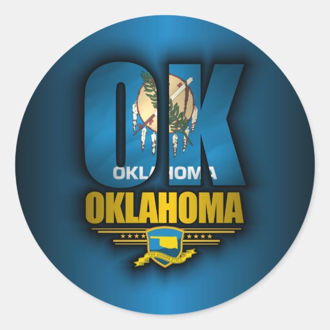 Oklahoma (OK) Runt Klistermärke (Framsida)