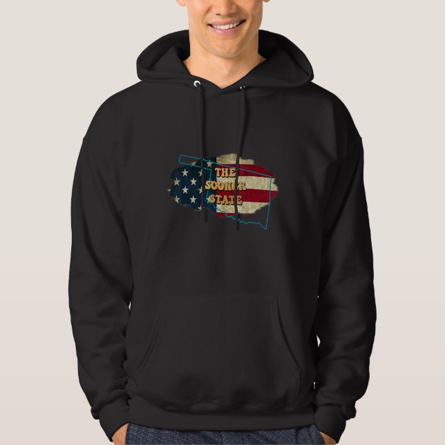 Oklahoma Ok Us Flagga Motto Hoodie (Framsida)