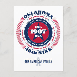 Oklahoma, Oklahoma City, OK, Patriotisk, Monogram Vykort