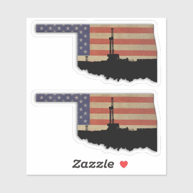 Oklahoma Patriotic Oil Drilling Rig Klistermärken (Ark)