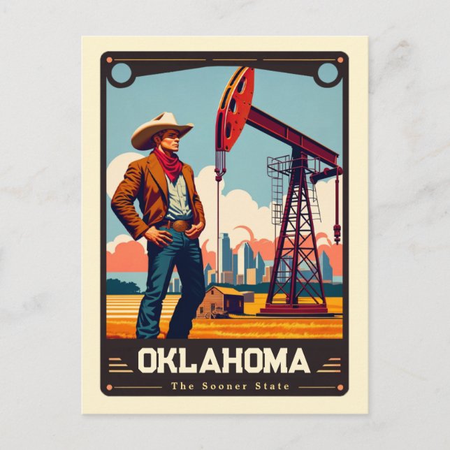 Oklahoma | Patriotisk Vintage Vykort (Framsida)