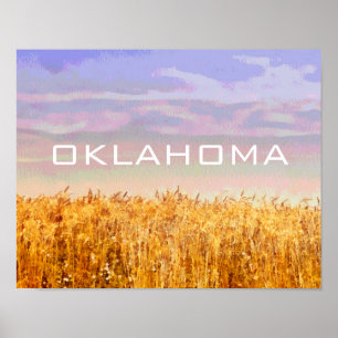 Oklahoma poster med vetet fält och himlar art