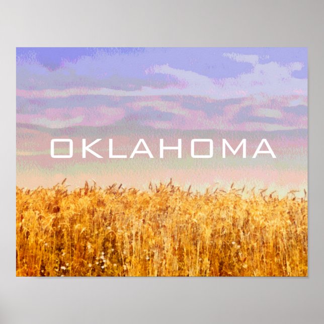 Oklahoma poster med vetet fält och himlar art (Framsidan)