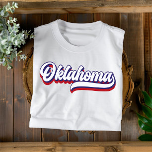 Oklahoma Red White och Blue Vintage Script T-Shirt