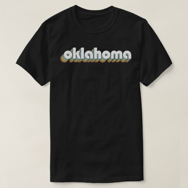 Oklahoma Retro Regbow Typography Faded Stil T Shirt (Design framsida)