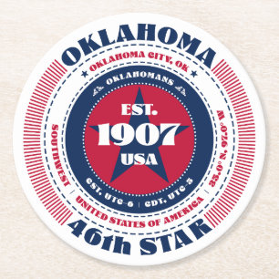 Oklahoma Rött vitt blått Typografi Underlägg Papper Rund