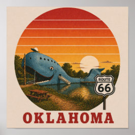 Oklahoma Route 66 Blå Val Himmelskt SolnedgångsÄve Poster