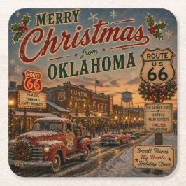 Oklahoma Route 66 Holiday Drink Dekor Underlägg Papper Kvadrat