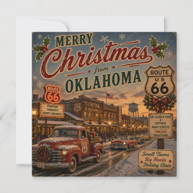 Oklahoma Route 66 Julhälsningar Kort (Framsida)