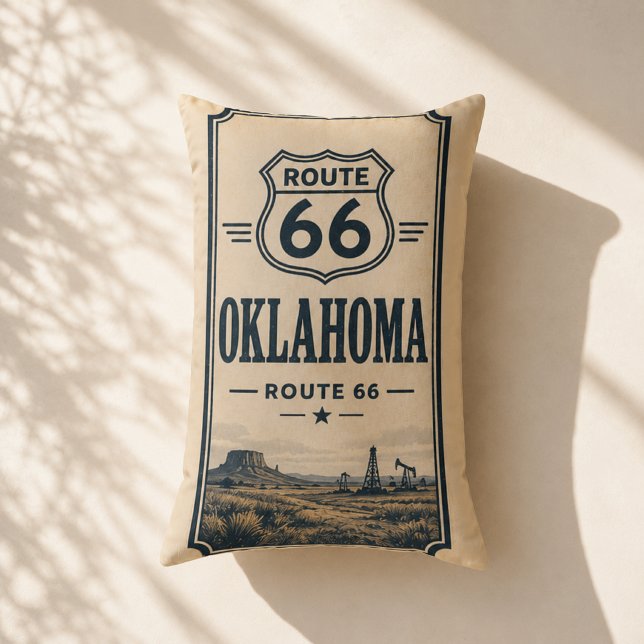 Oklahoma Route 66 Oljefält Lodge Accent Dekor Lumbarkudde (Skapare uppladdad)