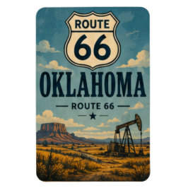 Oklahoma Route 66 Oljefält Vägresa Konst Magnet