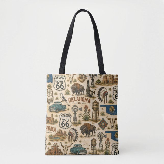 Oklahoma Route 66 Prairie Carryall-väska Tygkasse (Framsida)
