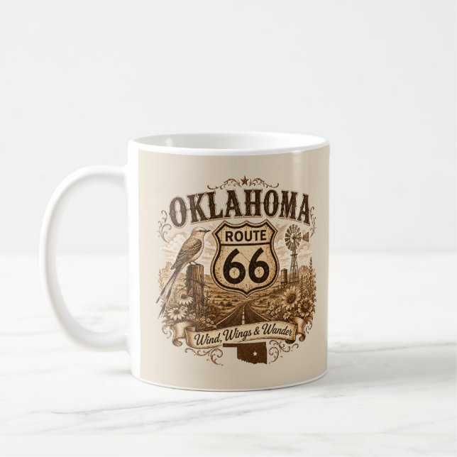 Oklahoma Route 66 Prärie Morgondriven Kaffemugg (Vänster)