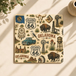 Oklahoma Route 66 Prärie Sips Underlägg Papper Kvadrat