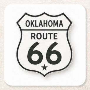 Oklahoma Route 66 Retro White Shield Bricka Underlägg Papper Kvadrat
