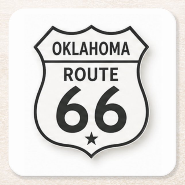 Oklahoma Route 66 Retro White Shield Bricka Underlägg Papper Kvadrat (Framsidan)