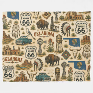 Oklahoma Route 66 Vintage Western Collage Fleecefilt