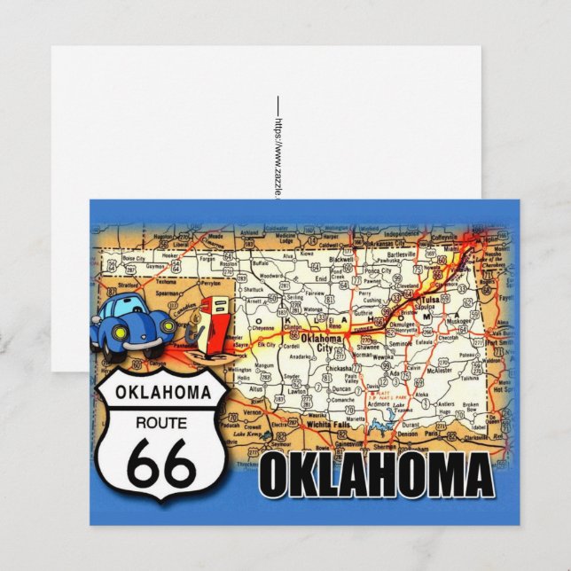 Oklahoma  RT 66 vykort (Fram/baksida)