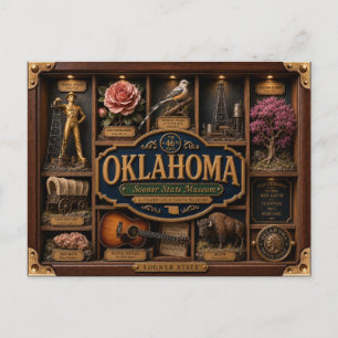 Oklahoma Shadow Box 3D Figurin Delstat Vykort