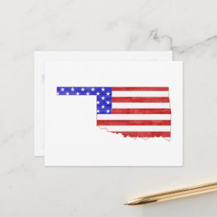 Oklahoma Shaped Patriotic Oklahoman American Flagg Vykort