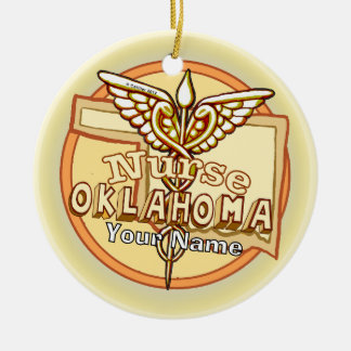 Oklahoma Sjuksköterska Caduceus Julgransprydnad Keramik
