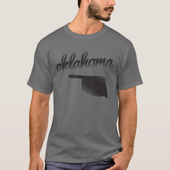 Oklahoma som är statlig på grå färg tee shirt (Framsida)