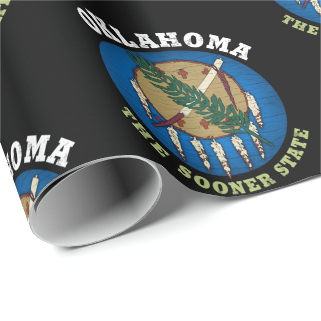 OKLAHOMA SOONER DELSTATFLAGG PRESENTPAPPER (Rullad Hörn)