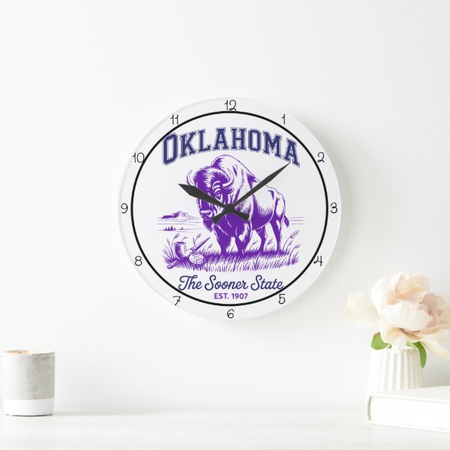 Oklahoma Sooner State Bison Stor Klocka (Hem)
