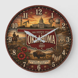 Oklahoma Sooner State Western Prairie Stor Klocka