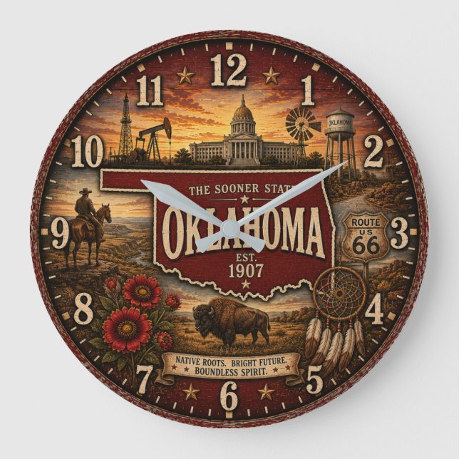 Oklahoma Sooner State Western Prairie  Stor Klocka (Framsida)