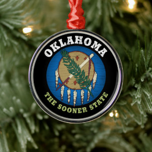 OKLAHOMA SOONER STATLIG FLAGGA JULGRANSPRYDNAD METALL