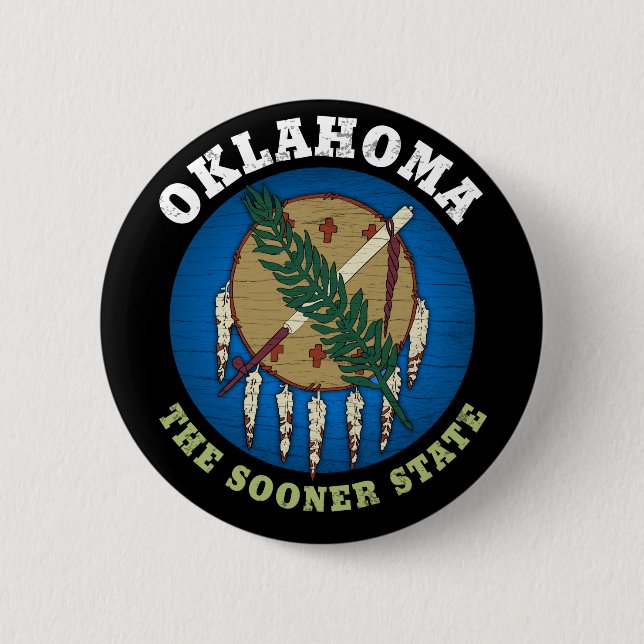 OKLAHOMA SOONER STATLIG FLAGGA KNAPP (Framsida)