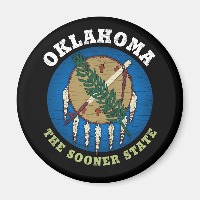 OKLAHOMA SOONER STATLIG FLAGGA MAGNET (Framsidan)