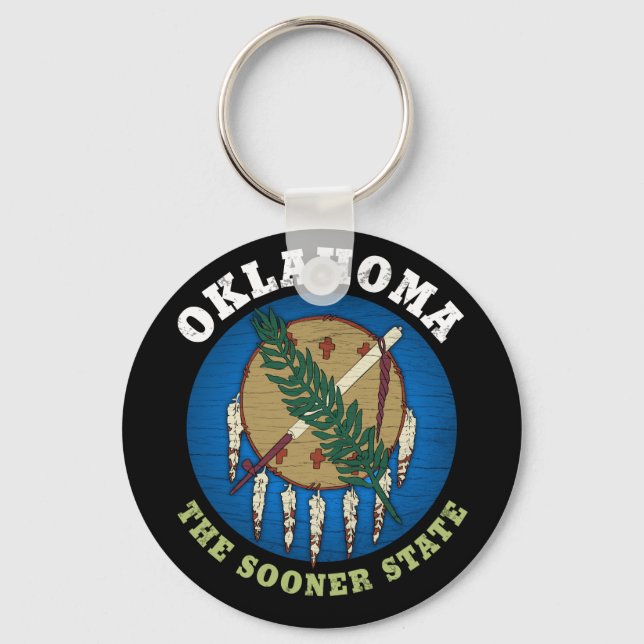 OKLAHOMA SOONER STATLIG FLAGGA NYCKELRING (Framsida)