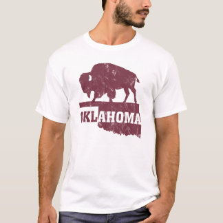 Oklahoma Stat Karta Kontur Buffalo Country T Shirt