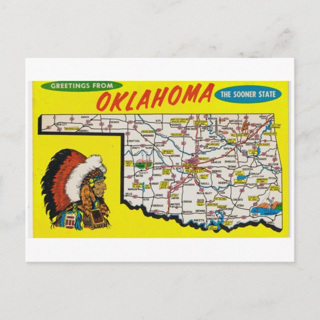 Oklahoma State Karta vykort (Framsida)