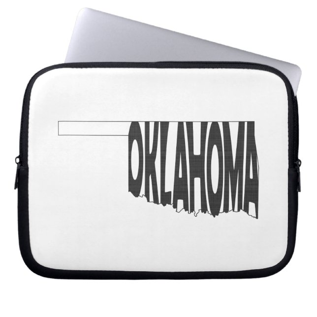 Oklahoma State Namn Ord Art Black Laptop Sleeve (Framsidan)