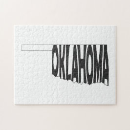 Oklahoma State Namn Ord Art Black Pussel