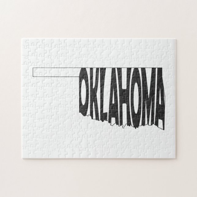 Oklahoma State Namn Ord Art Black Pussel (Horisontell)