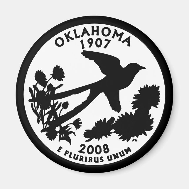 Oklahoma State Quarter Magnet (Framsidan)