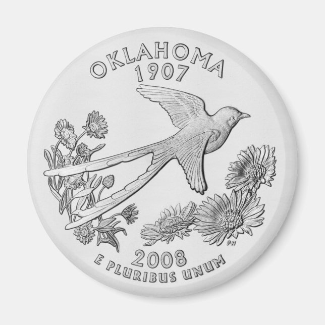 Oklahoma State Quarter Magnet (Framsidan)