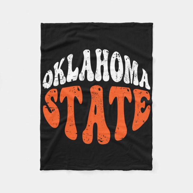 Oklahoma State Tee.retro Vintage Distressed Design Fleecefilt (Framsidan)